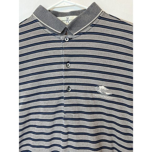 Fairway & Greene Other - Fairway & Greene L  Shortsleeve Polo Gray Navy Stripe‎ Ocean Forest Golf Club